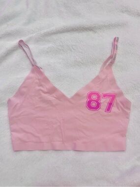 Aeropostale Blush Pink Bralette with bright neon '87' cute y2k Graphic